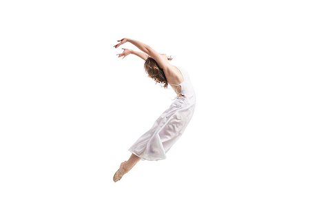 Young woman dancing in gorgeous white dress over white Stock Photo - Budget Royalty-Free & Subscription, Code: 400-08693191