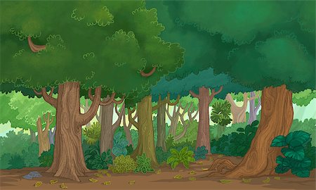forest cartoon illustration - Illustration forest Stock Photo - Budget Royalty-Free & Subscription, Code: 400-08693227