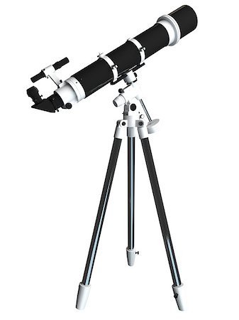 simsearch:400-08374698,k - 3D rendering of a telescope, isolated on white background Stock Photo - Budget Royalty-Free & Subscription, Code: 400-08693887