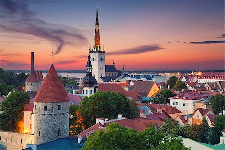 Image of Old Town Tallinn in Estonia during sunset. Stock Photo - Budget Royalty-Free & Subscription, Code: 400-08693912