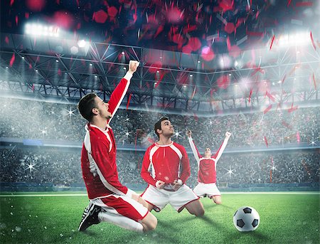 football team celebration - Soccer players exults on a stadium field Photographie de stock - Aubaine LD & Abonnement, Code: 400-08705621