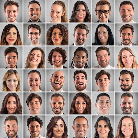 Collage of smiling faces of men and women Stock Photo - Budget Royalty-Free & Subscription, Code: 400-08705683