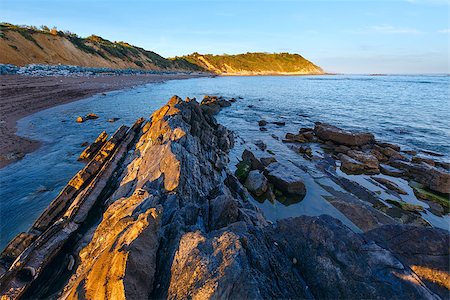 Morning ocean coast view from beach (near Saint-Jean-de-Luz, France, Bay of Biscay). Stock Photo - Budget Royalty-Free & Subscription, Code: 400-08706115