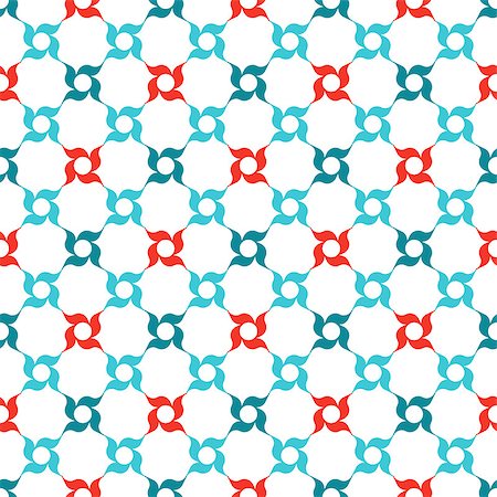 simsearch:400-08672422,k - Arabesque lattice of stylized red and blue four-petal flowers on white background. Seamless repeat. Stock Photo - Budget Royalty-Free & Subscription, Code: 400-08706301