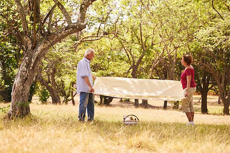 Senior couple, old man and woman in park on weekend activity. Grandpa and grandma doing picnic in wood Stock Photo - Budget Royalty-Free & Subscription, Code: 400-08706437