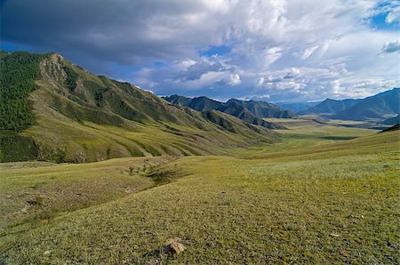 simsearch:400-09274553,k - Early evening in the valley of the river Katun, Altai, Russia. Stock Photo - Budget Royalty-Free & Subscription, Code: 400-08706556