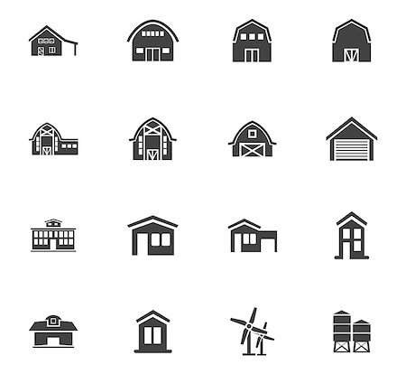 silhouettes apartment - farm building icon set for web sites and user interface Stock Photo - Budget Royalty-Free & Subscription, Code: 400-08706557