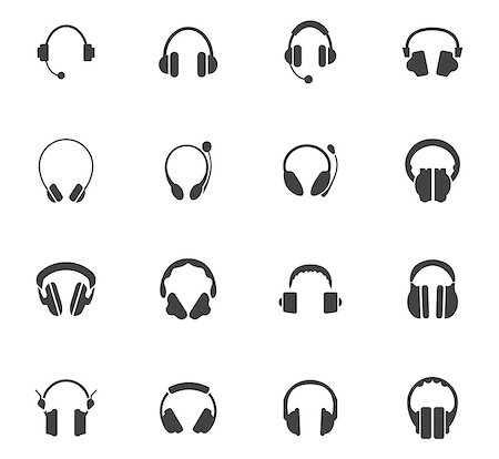 simsearch:400-08096768,k - Headphones icon set for web sites and user interface Photographie de stock - Aubaine LD & Abonnement, Code: 400-08706559