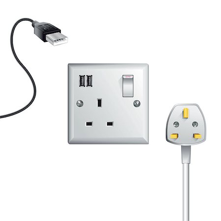 studio023 (artist) - Electrical outlet in the UK, power socket with USB - Universal Serial Bus Foto de stock - Super Valor sin royalties y Suscripción, Código: 400-08706741