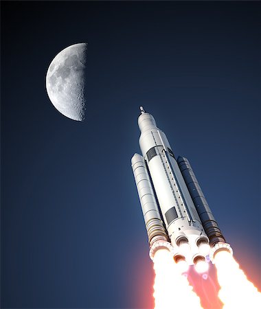 simsearch:400-08705583,k - Space Launch System And Moon. 3D Illustration. Photographie de stock - Aubaine LD & Abonnement, Code: 400-08706773