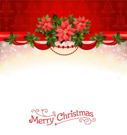 elegant dividers - Holiday background with poinsettia. Christmas decoration for design card, banner,ticket, leaflet and so on. Stock Photo - Budget Royalty-Free & Subscription, Code: 400-08706869