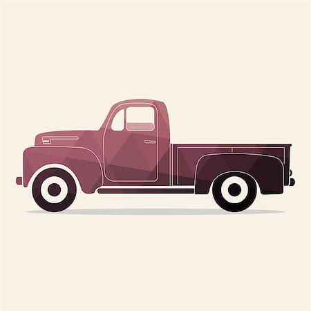 Classic pickup truck. Polygonal styled vector illustration. Retro car. Stock Photo - Budget Royalty-Free & Subscription, Code: 400-08707025