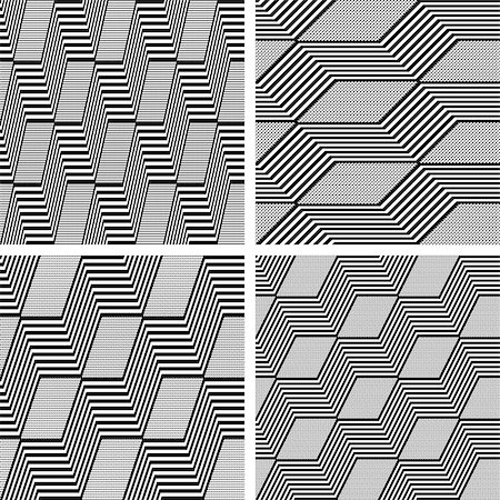 Zigzag patterns. Seamless textures set. Vector art. Stock Photo - Budget Royalty-Free & Subscription, Code: 400-08707041