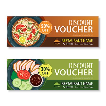 discount voucher template with thai food flat design Stock Photo - Budget Royalty-Free & Subscription, Code: 400-08707073