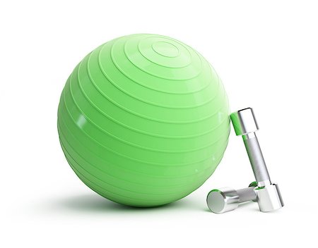 simsearch:400-07103428,k - fitness green ball chrome weights on a white background Photographie de stock - Aubaine LD & Abonnement, Code: 400-08707184