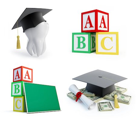simsearch:400-09098178,k - school set, graduation cap tooth on a white background Stock Photo - Budget Royalty-Free & Subscription, Code: 400-08707194