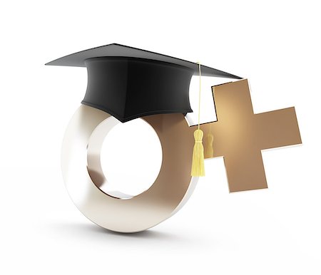 simsearch:400-09098178,k - girls' school. graduation cap sign woman on a white background Stock Photo - Budget Royalty-Free & Subscription, Code: 400-08707230