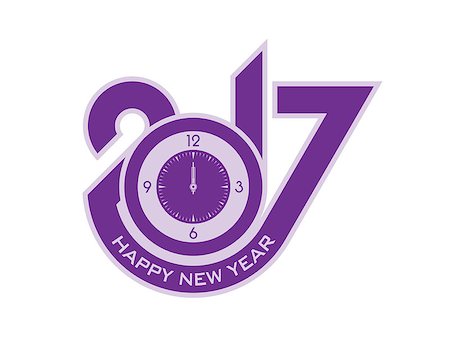 New year 2017 typographic vector design with clock figure Stock Photo - Budget Royalty-Free & Subscription, Code: 400-08707350