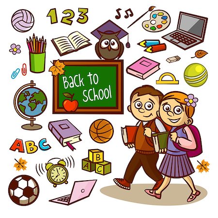 simsearch:400-04335496,k - Vector illustration with children and school supplies Stockbilder - Microstock & Abonnement, Bildnummer: 400-08707418