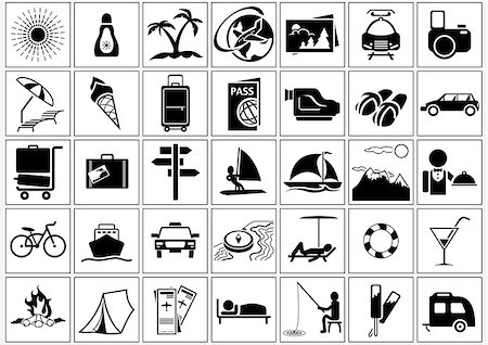 Vacation and Holiday Icons - Basic Black Illustrations, Vector Stock Photo - Budget Royalty-Free & Subscription, Code: 400-08707495