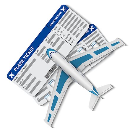 simsearch:400-08157046,k - illustration of flight tickets with airplane on the white background. Also available as a Vector in Adobe illustrator EPS 10 format. Stock Photo - Budget Royalty-Free & Subscription, Code: 400-08707646