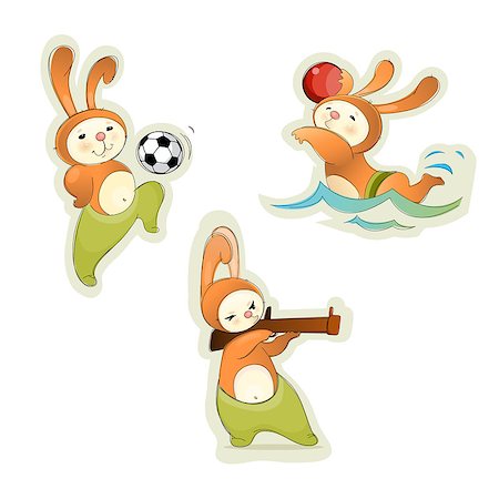 rabbit run - Vector illustration of a three sport hares Stock Photo - Budget Royalty-Free & Subscription, Code: 400-08708056