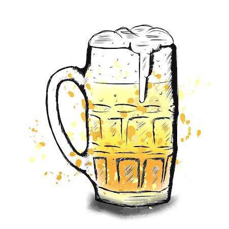 party beverage sketches - Vector colorful illustration of hand drawn sketch of beer mug Stock Photo - Budget Royalty-Free & Subscription, Code: 400-08708173