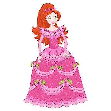 rocksana (artist) - Illustration of beautiful red-haired princess, cute princess in shine elegant pink dress with spangles, vector illustration Foto de stock - Super Valor sin royalties y Suscripción, Código: 400-08708238