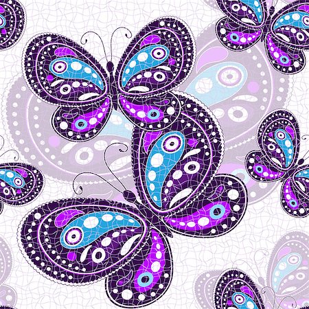 simsearch:400-04691374,k - Seamless vivid pattern with violet butterflies (vector, eps10) Photographie de stock - Aubaine LD & Abonnement, Code: 400-08708233