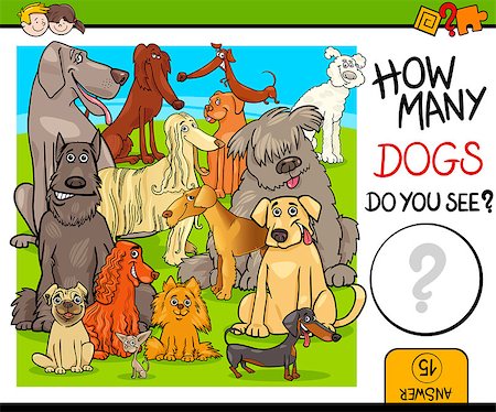 simsearch:400-09092454,k - Cartoon Illustration of Educational Counting Activity Task for Children with Purebred Dog Characters Stockbilder - Microstock & Abonnement, Bildnummer: 400-08708525