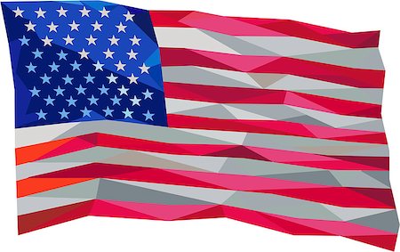 simsearch:400-08653412,k - Low polygon style illustration of a usa american flag stars and stripes set on isolated white background. Stock Photo - Budget Royalty-Free & Subscription, Code: 400-08708664