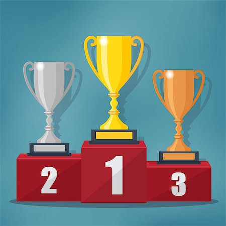 Gold, Silver and Bronze Trophy Cup on prize podium. Also available as a Vector in Adobe illustrator EPS 10 format. Foto de stock - Royalty-Free Super Valor e Assinatura, Número: 400-08708838