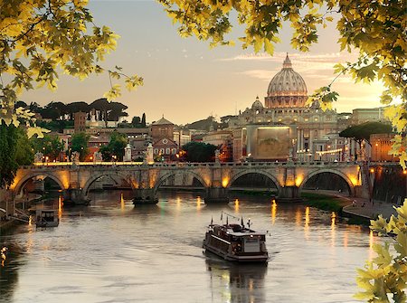 Bridge of Saint Angelo near Vatican in autumn at sunset Stock Photo - Budget Royalty-Free & Subscription, Code: 400-08708859