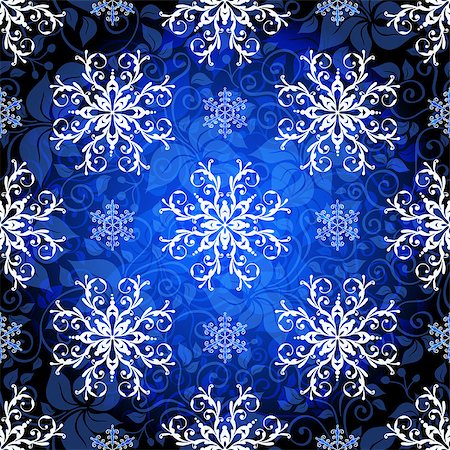simsearch:400-07061067,k - Seamless dark blue christmas pattern with vintage lacy snowflakes, vector eps10 Foto de stock - Super Valor sin royalties y Suscripción, Código: 400-08709042