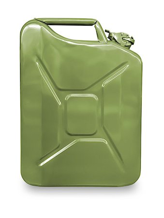 Green metal canister for gasoline on a white background. Fotografie stock - Microstock e Abbonamento, Codice: 400-08709060