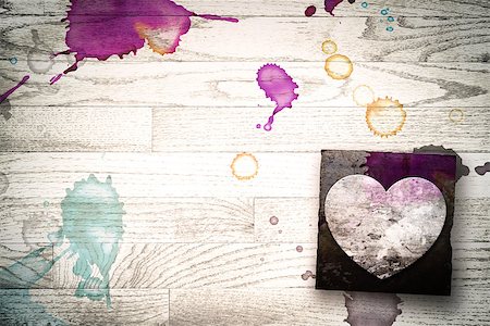 simsearch:400-08709089,k - A metal heart dinghbat, dirty metal letterpress type on a whitewashed wooden background with ink and paint stains. Stock Photo - Budget Royalty-Free & Subscription, Code: 400-08709127