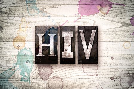 simsearch:400-08709089,k - The word "HIV" written in vintage, dirty metal letterpress type on a whitewashed wooden background with ink and paint stains. Foto de stock - Royalty-Free Super Valor e Assinatura, Número: 400-08709130