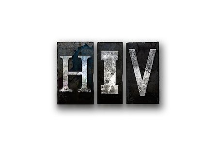 simsearch:400-08407055,k - The word "HIV" written in vintage, dirty, ink stained letterpress type and isolated on a white background. Foto de stock - Super Valor sin royalties y Suscripción, Código: 400-08709131