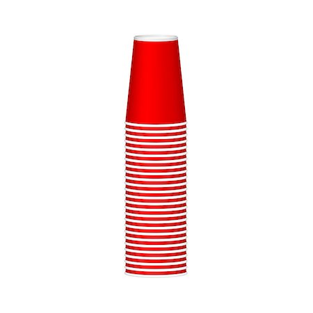 Stack of cups in red design on white background Foto de stock - Super Valor sin royalties y Suscripción, Código: 400-08709148