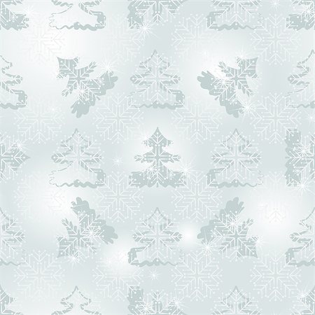 simsearch:400-04709734,k - Winter seamless silvery spotty pattern with stylization snowflakes, trees and stars (vector) Stock Photo - Budget Royalty-Free & Subscription, Code: 400-08709221