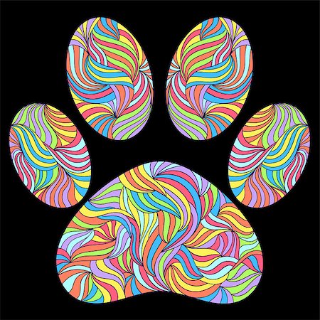 simsearch:400-08107152,k - Vector illustration of abstract animal paw print on black background Foto de stock - Royalty-Free Super Valor e Assinatura, Número: 400-08709344