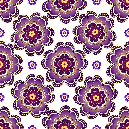 simsearch:400-07061067,k - Seamless white floral pattern with violet vintage flowers, vector Foto de stock - Super Valor sin royalties y Suscripción, Código: 400-08709395