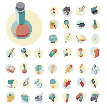Vintage icons set for science, medical and education. Stock Photo - Budget Royalty-Free & Subscription, Code: 400-08709435