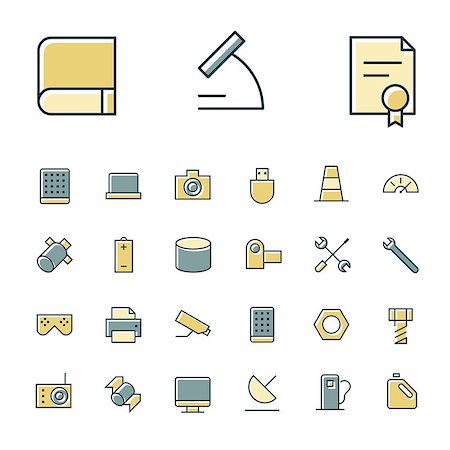 Thin line icons for science and technology. Vector illustration. Stock Photo - Budget Royalty-Free & Subscription, Code: 400-08709431