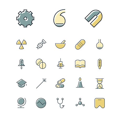 Thin line icons for science and medical. Vector illustration. Stock Photo - Budget Royalty-Free & Subscription, Code: 400-08709433