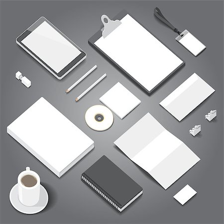 Corporate identity stationery objects mock-up template. Isometric style. Stock Photo - Budget Royalty-Free & Subscription, Code: 400-08709442