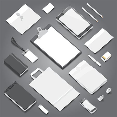 simsearch:400-08257177,k - Corporate identity stationery objects mock-up template. Isometric style. Stock Photo - Budget Royalty-Free & Subscription, Code: 400-08709443
