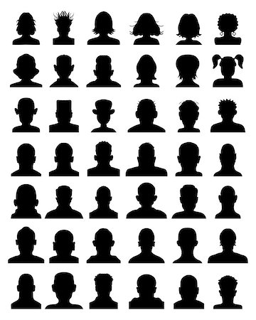 Black silhouettes of avatar portrait, vector Stock Photo - Budget Royalty-Free & Subscription, Code: 400-08709814