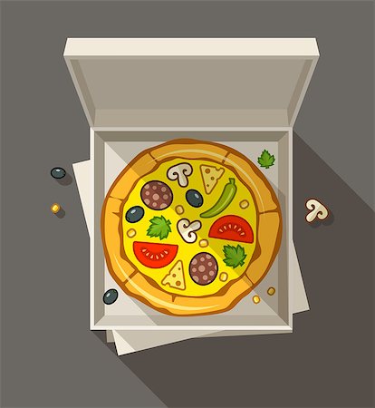 Pizza in open box. Eps10 vector illustration Stockbilder - Microstock & Abonnement, Bildnummer: 400-08709866