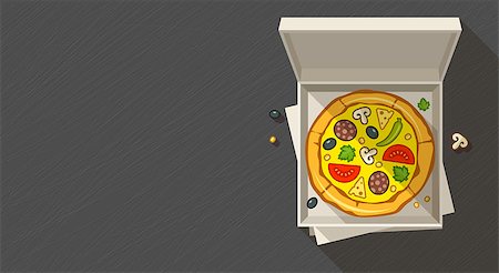 Italian pizza fast-food in open boxx. Eps10 vector illustration Stockbilder - Microstock & Abonnement, Bildnummer: 400-08709867